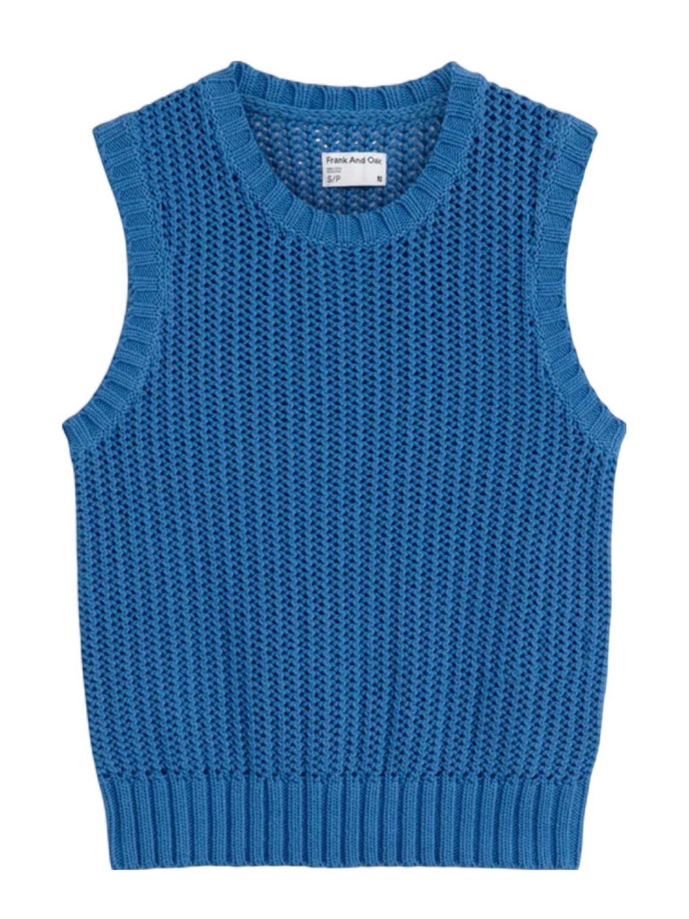 Frank & Oak Cobalt Blue Knit Sleeveless Sweater Vest